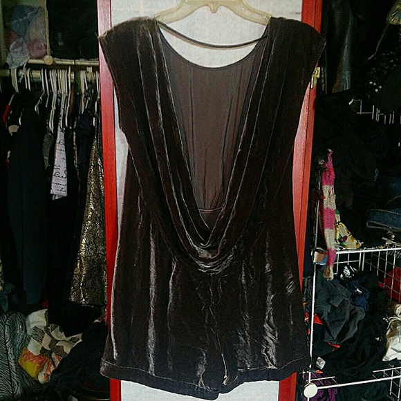 Zara Pants - Zara steel grey velvet backless romper. Small EUC.